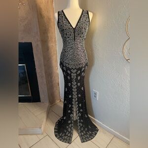BANJUL SHEER MESH RHINESTONES DRESS